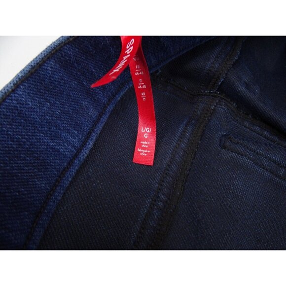 Spanx Ankle Skinny Jeans Sz L Pull On Stretch Dark Wash Tapered Leg - Picture 2 of 10